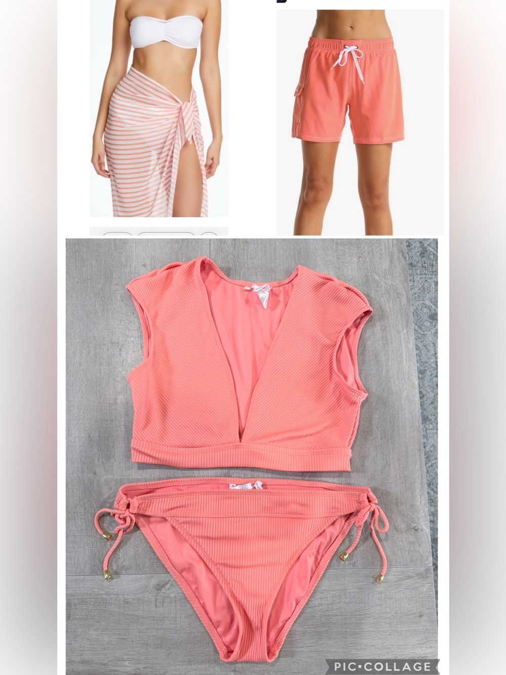 4 Pc Set-Blue Rod Beattie Ribbed Cap Sleeve Bikini and Bottom, Pareo & Short 10